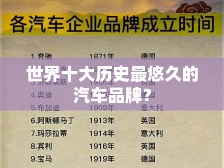 世界十大历史最悠久的汽车品牌？