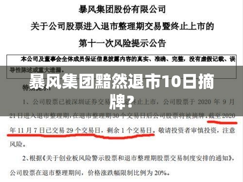 暴风集团黯然退市10日摘牌? 暴风集团黯然退市10日摘牌?
