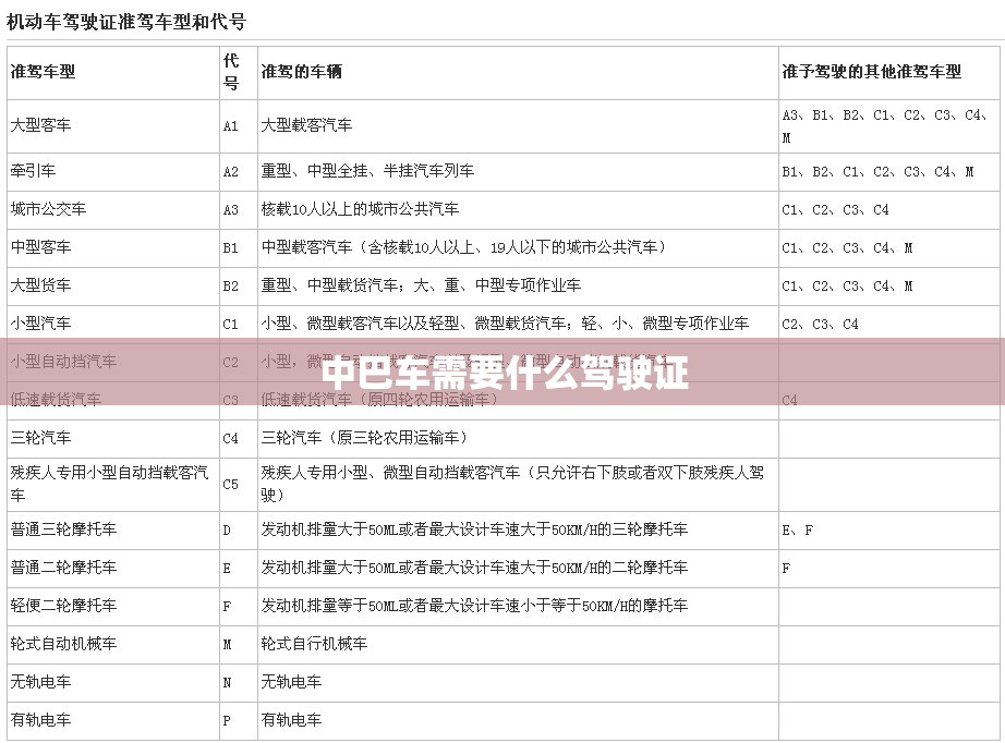 中巴车需要什么驾驶证