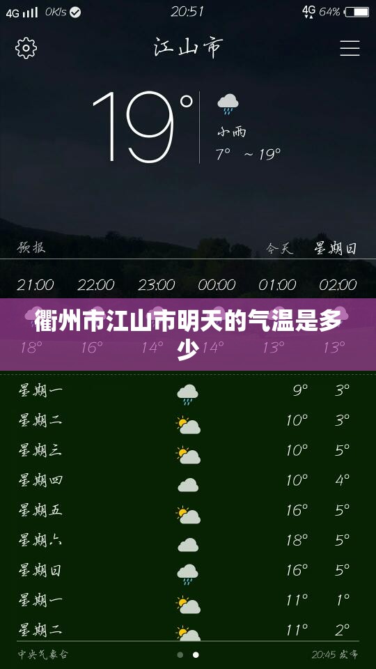 衢州市江山市明天的气温是多少