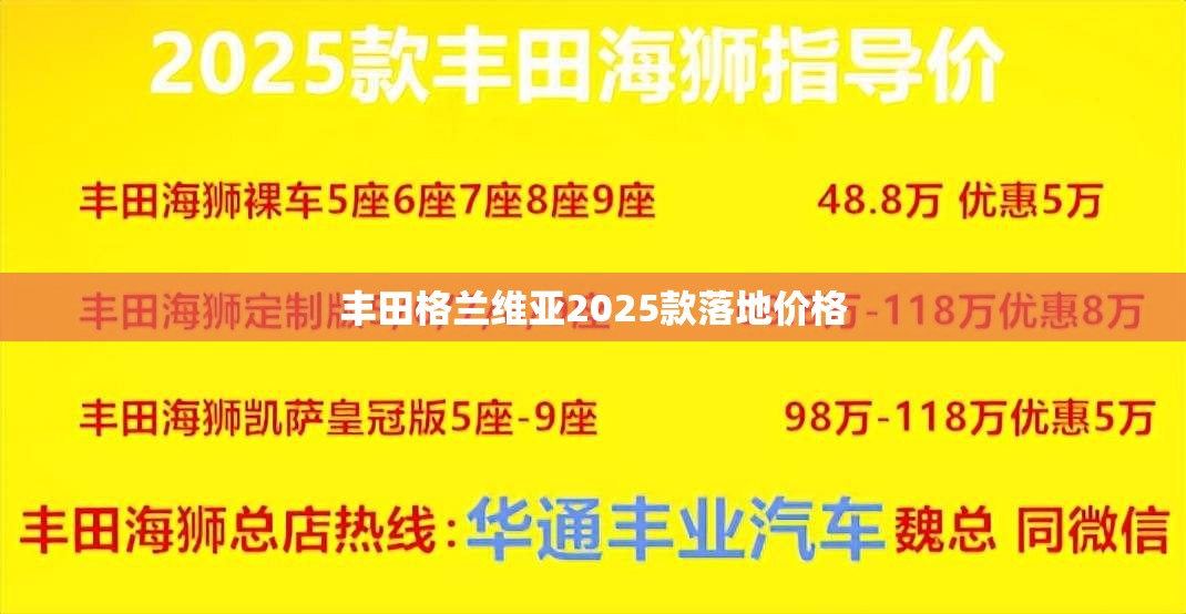 丰田格兰维亚2025款落地价格